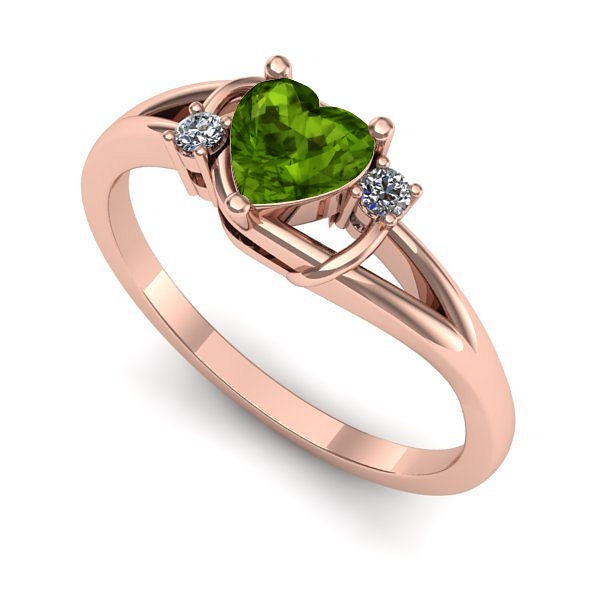 Inel logodna din aur roz cu peridot