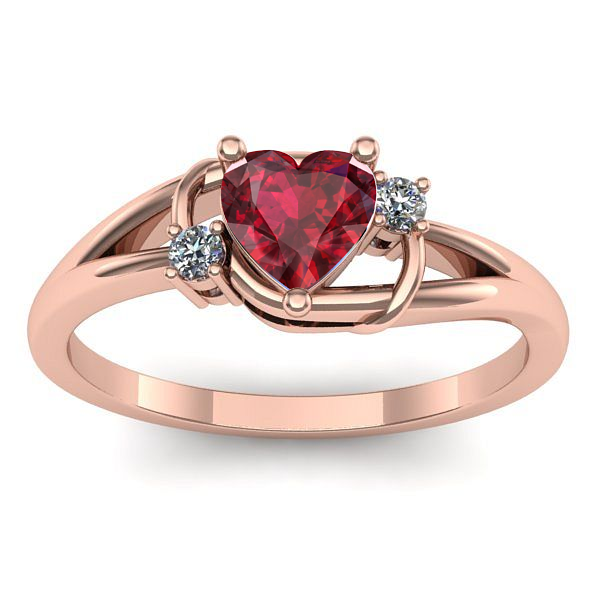 Inel de logodna cu rubin inima