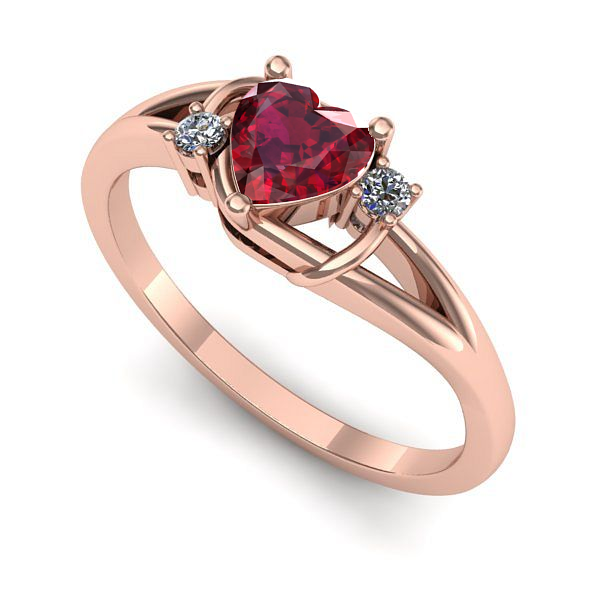Inel logodna din aur roz cu rubin