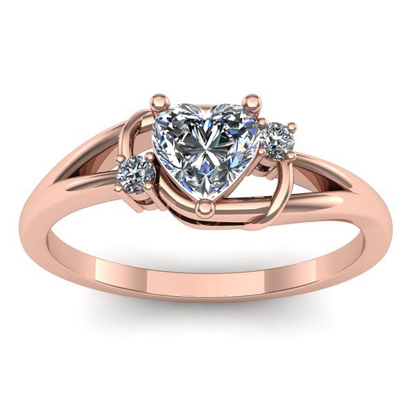 Inel cu diamant de laborator inima