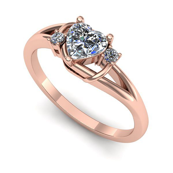 Inel din aur roz cu diamant de laborator