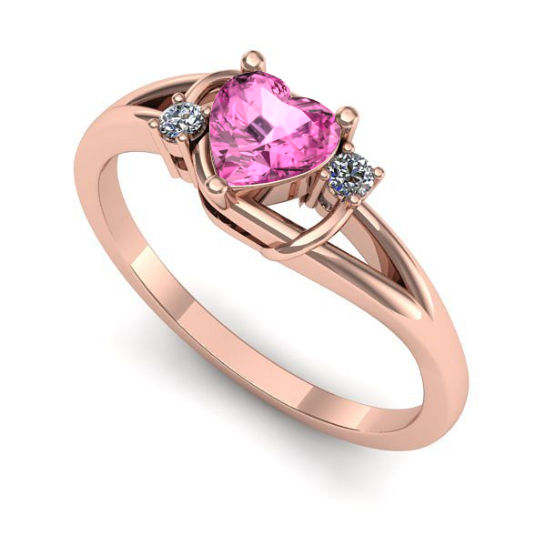 Inel logodna din aur roz cu safir roz