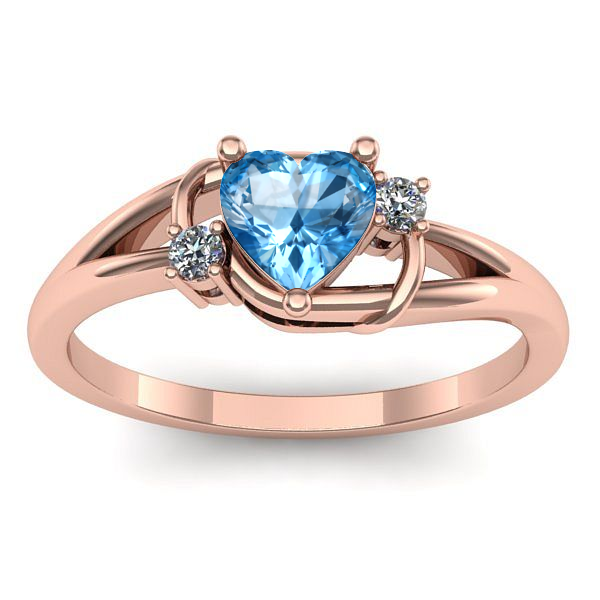 Inel cu topaz blue inima