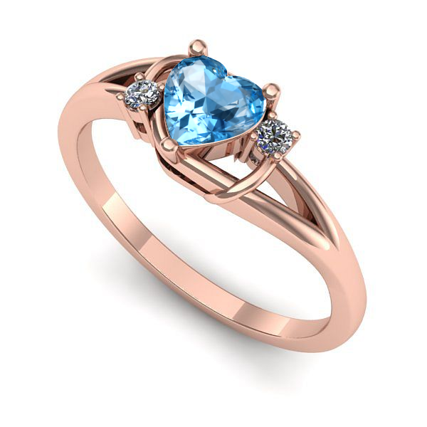 Inel logodna din aur roz cu topaz blue