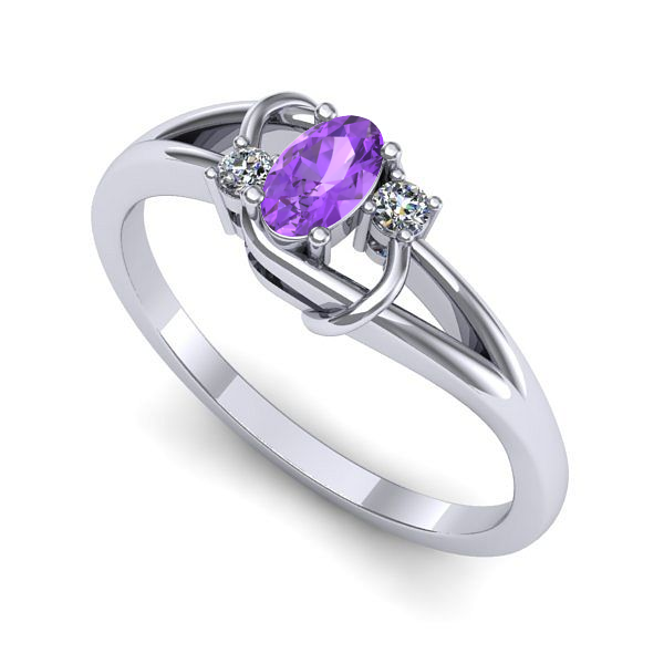 Inel logodna din aur alb cu ametist