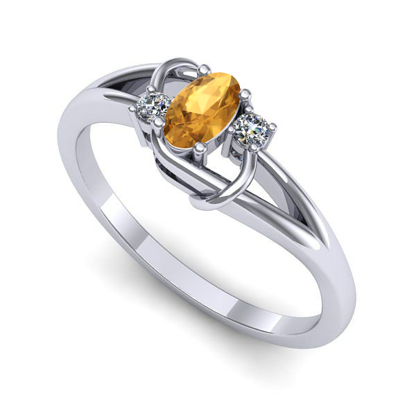 Inel din aur alb cu citrin