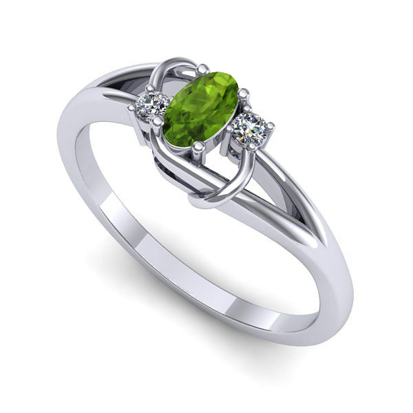 Inel de logodna din aur alb cu peridot