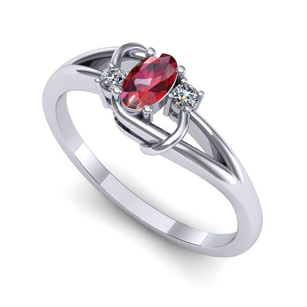 Inel logodna din aur alb cu rubin