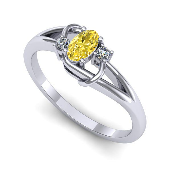 Inel din aur alb cu safir galben