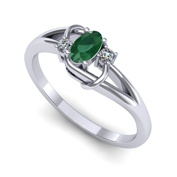 Inel din aur alb cu smarald