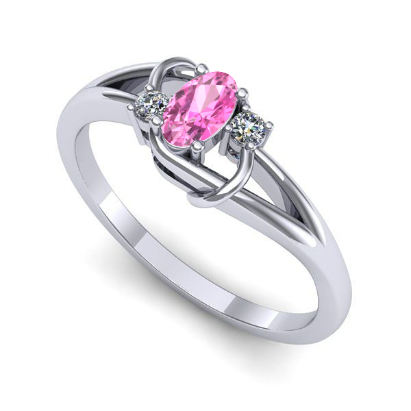 Inel logodna din aur alb cu safir roz