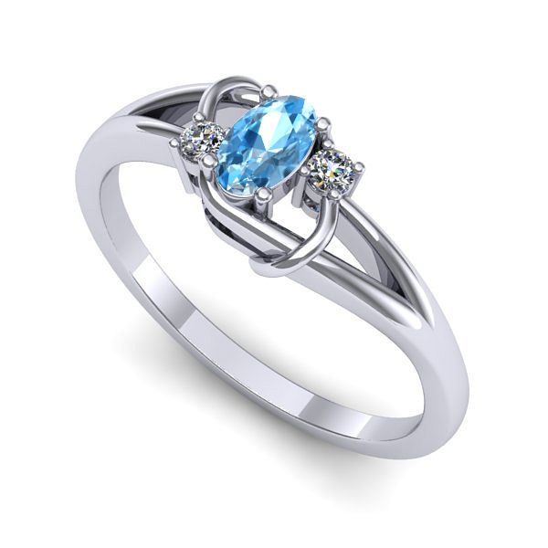 Inel de logodna din aur alb cu topaz blue