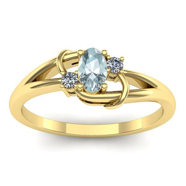 Inel de logodna cu aquamarin oval