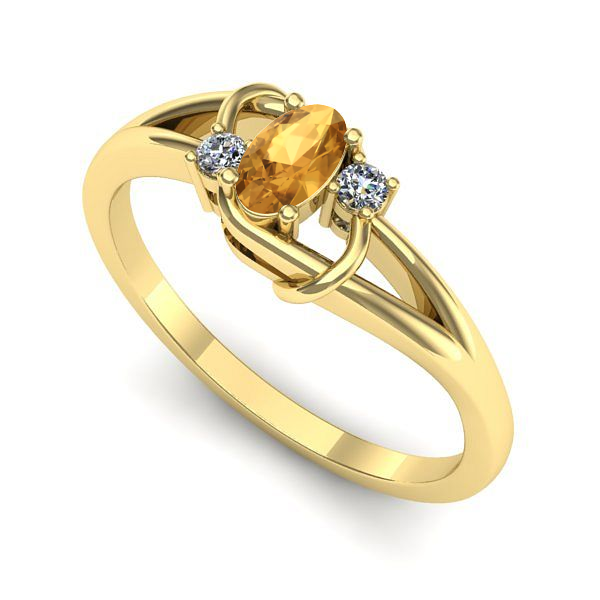 Inel logodna din aur galben cu citrin