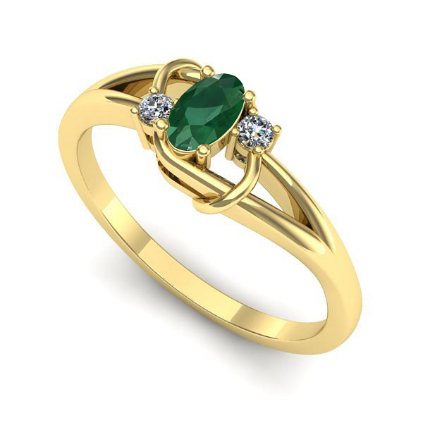 Inel din aur galben cu smarald