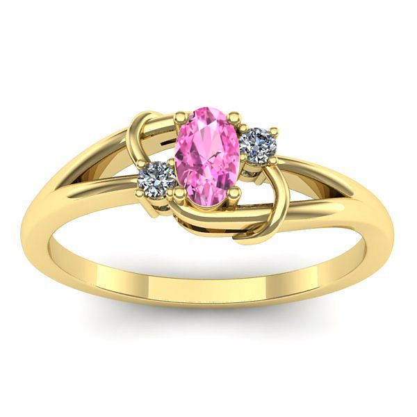 Inel cu safir roz oval
