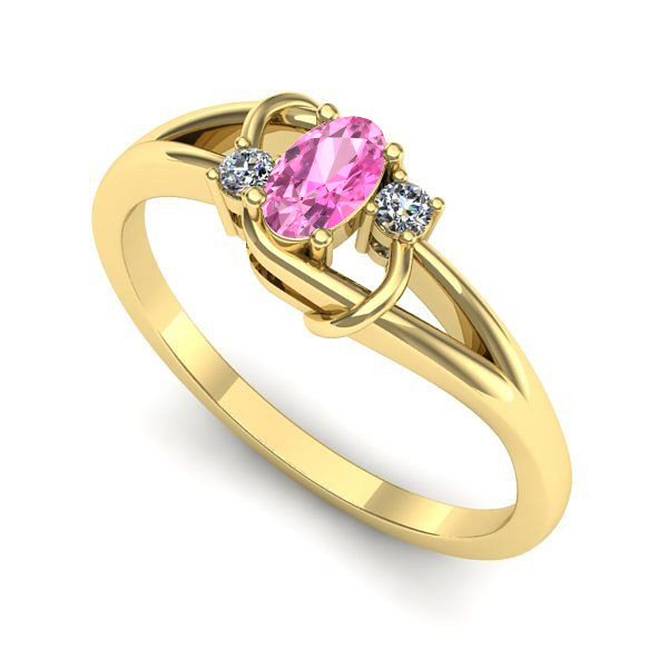 Inel din aur galben cu safir roz