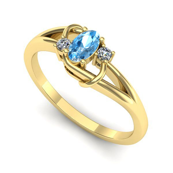 Inel de logodna din aur galben cu topaz blue