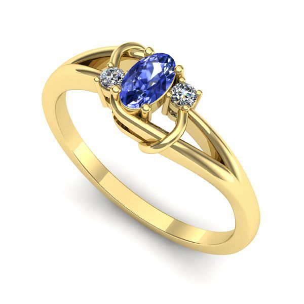 Inel logodna din aur galben cu tanzanit