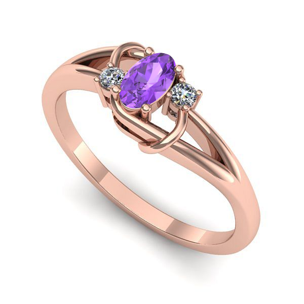 Inel din aur roz cu ametist