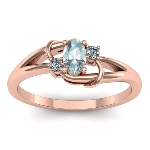 Inel cu aquamarin oval