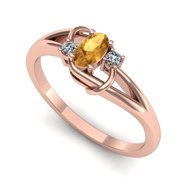 Inel de logodna din aur roz cu citrin