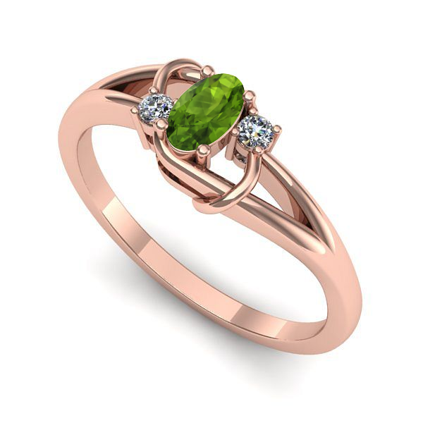 Inel logodna din aur roz cu peridot