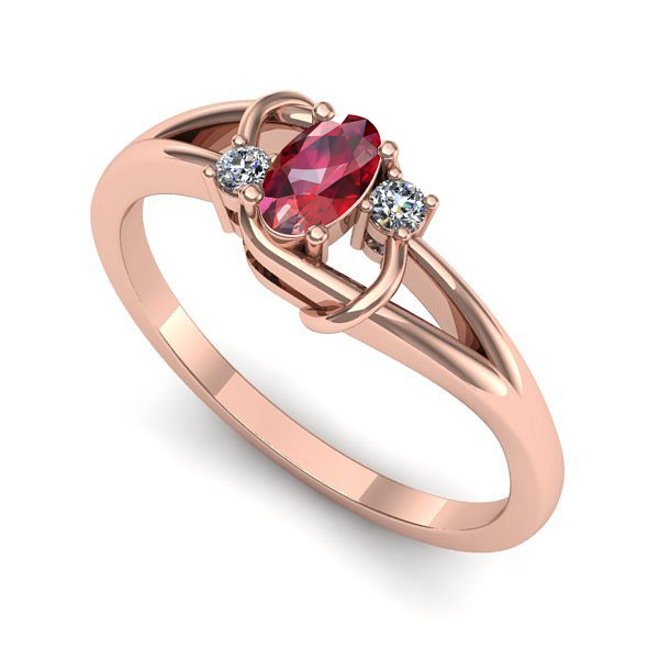 Inel de logodna din aur roz cu rubin