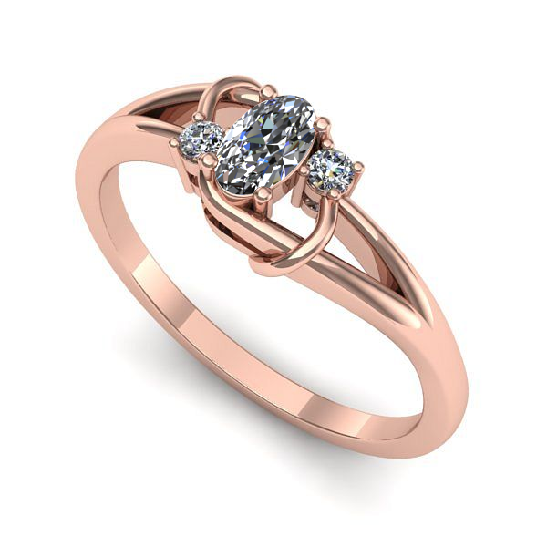 Inel de logodna din aur roz cu safir alb