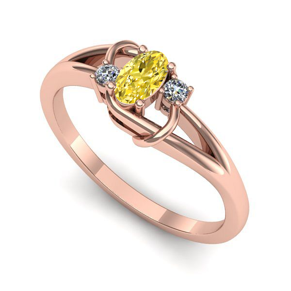 Inel din aur roz cu safir galben