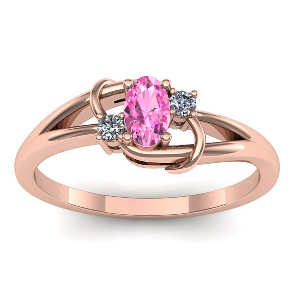 Inel cu safir roz oval