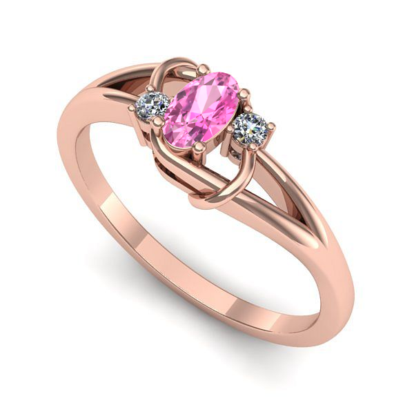 Inel logodna din aur roz cu safir roz