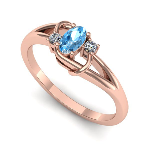 Inel din aur roz cu topaz blue