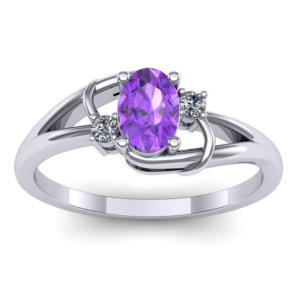Inel logodna cu ametist oval