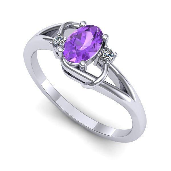 Inel logodna din aur alb cu ametist