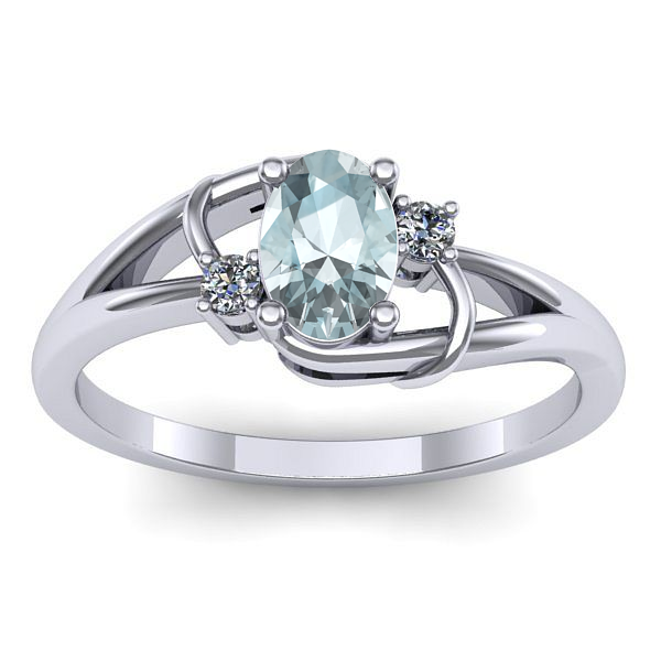 Inel cu aquamarin oval