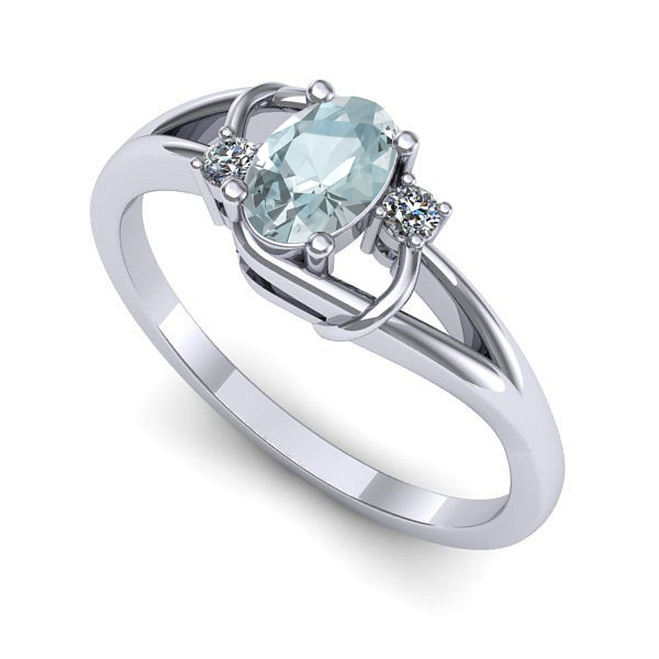 Inel de logodna din aur alb cu aquamarin