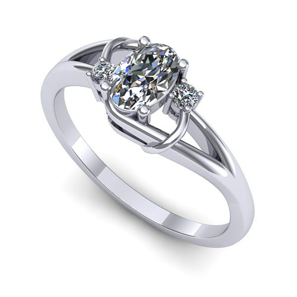 Inel din aur alb cu safir alb