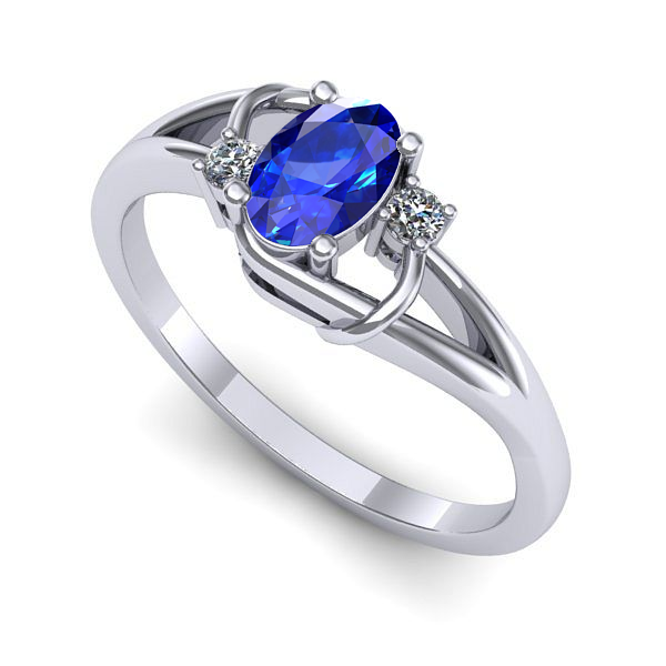 Inel din aur alb cu safir