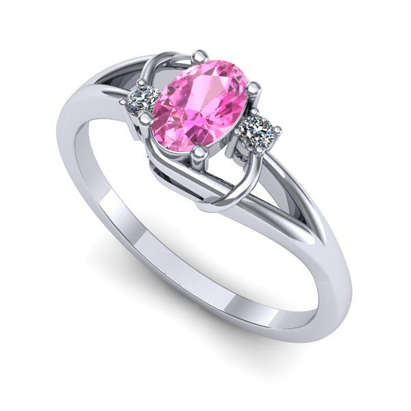 Inel de logodna din aur alb cu safir roz