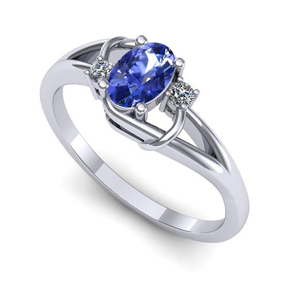 Inel din aur alb cu tanzanit