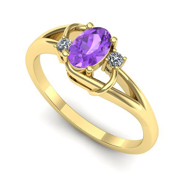 Inel din aur galben cu ametist