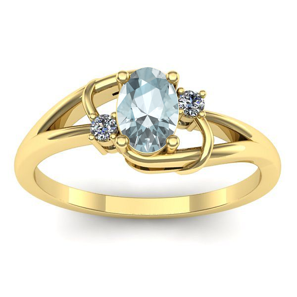 Inel cu aquamarin oval