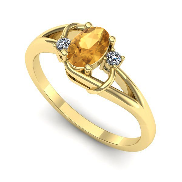 Inel de logodna din aur galben cu citrin