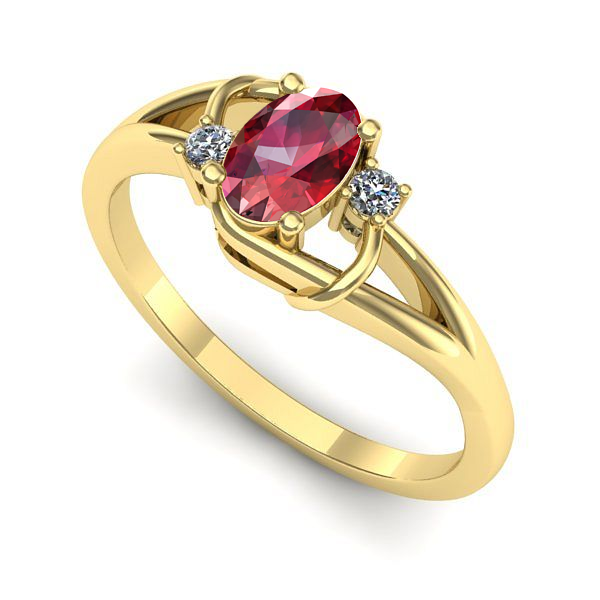 Inel din aur galben cu rubin