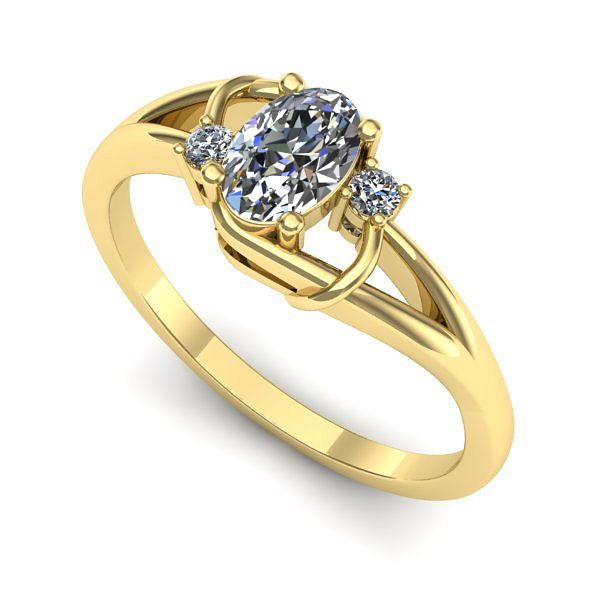 Inel logodna din aur galben cu safir alb