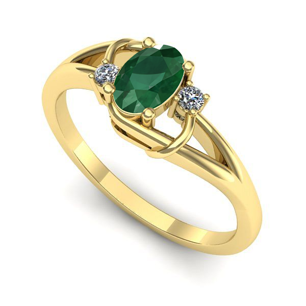 Inel de logodna din aur galben cu smarald