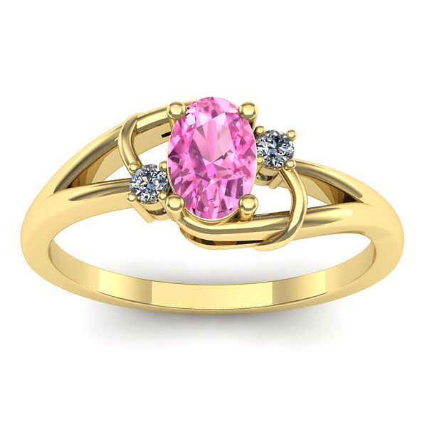 Inel cu safir roz oval