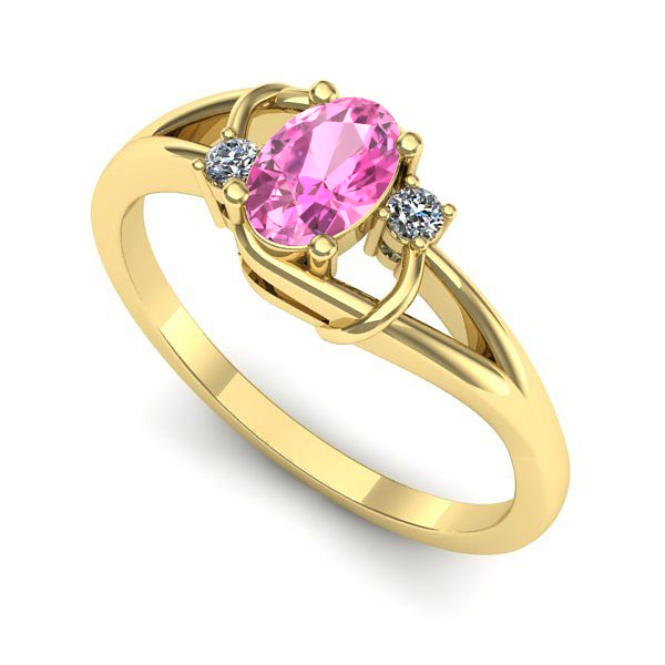 Inel din aur galben cu safir roz
