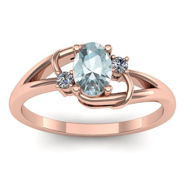 Inel cu aquamarin oval